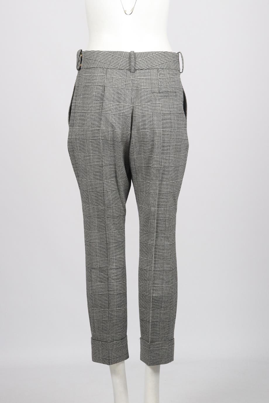 ALEXANDER VAUTHIER CHECKED WOOL BLEND STRAIGHT LEG PANTS FR 40 UK 12 - Image 4