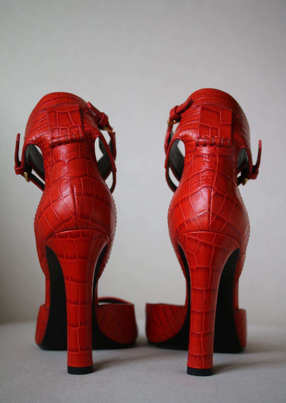 ALEXANDER WANG AMINATA CROC AND LIZARD EFFECT LEATHER SANDALS EU 38 UK 5 US 8 - Image 4