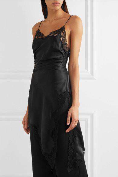 ALEXANDER WANG ASYMMETRIC LACE-TRIMMED SILK-JACQUARD DRESS US 2 UK 6 - Image 2