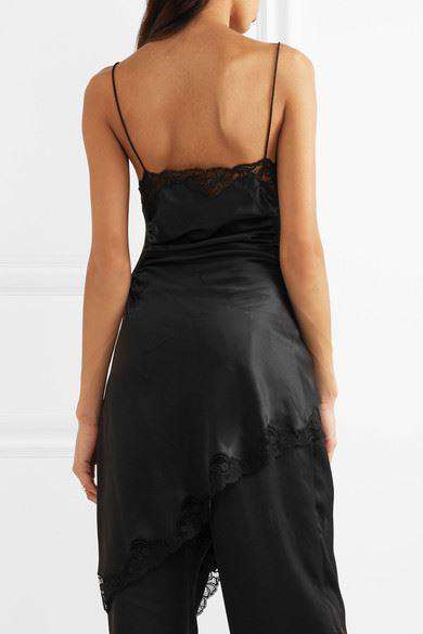 ALEXANDER WANG ASYMMETRIC LACE-TRIMMED SILK-JACQUARD DRESS US 2 UK 6 - Image 3