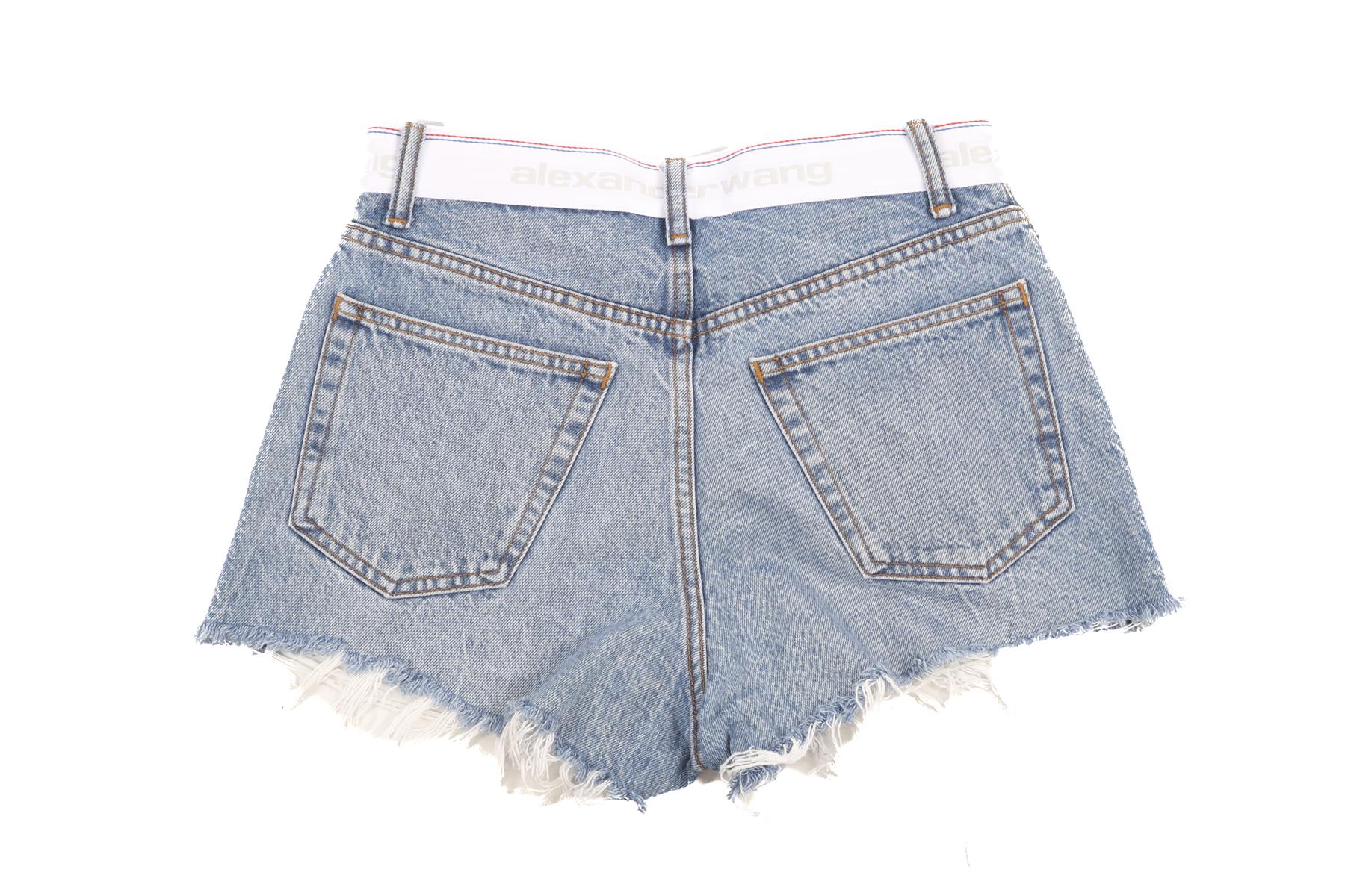 ALEXANDER WANG BLUE HIGH RISE DENIM SHORTS W26 UK 8 - Image 4