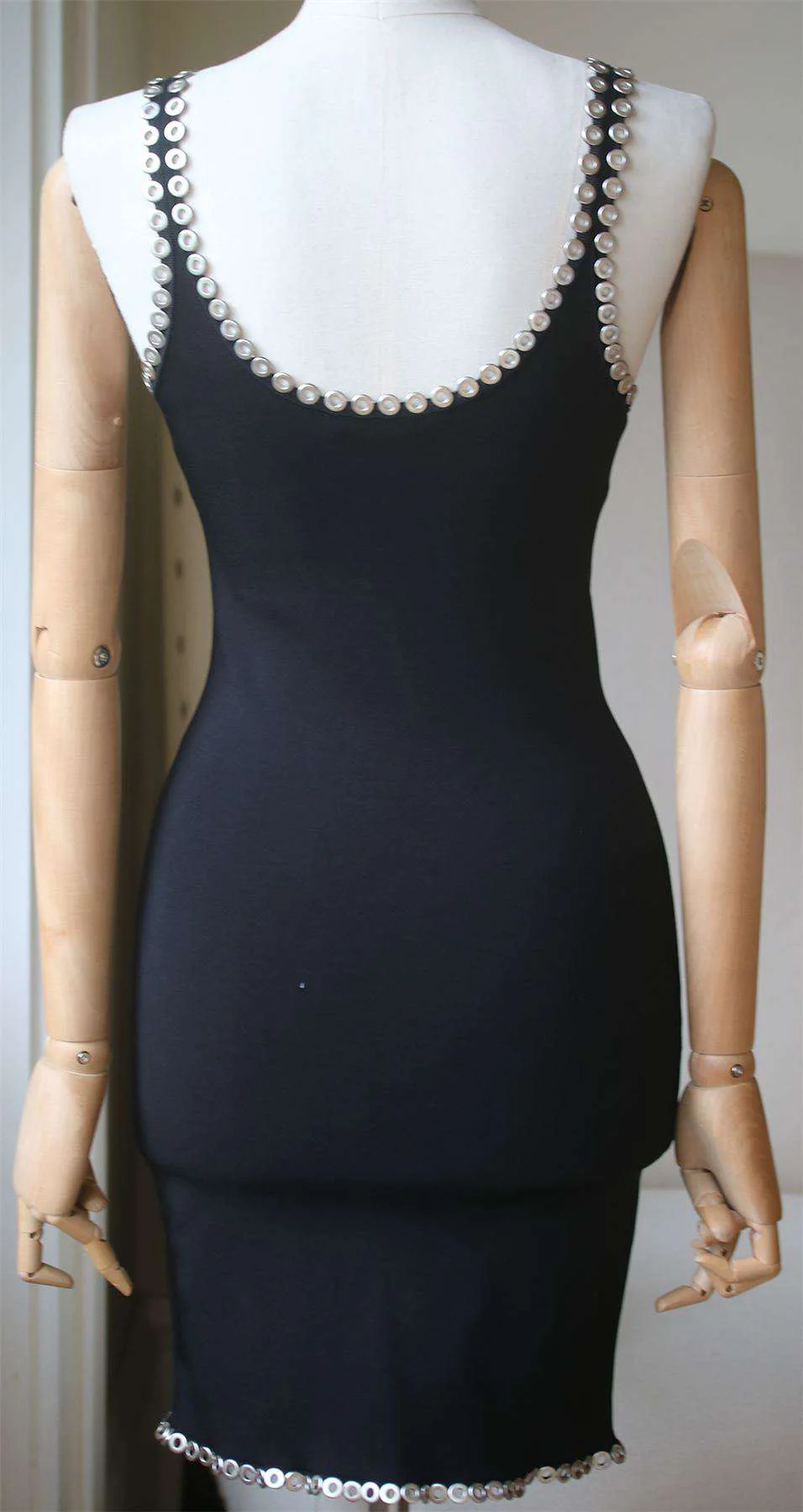 ALEXANDER WANG EYELET-EMBELLISHED STRETCH-KNIT MINI DRESS SMALL - Image 5