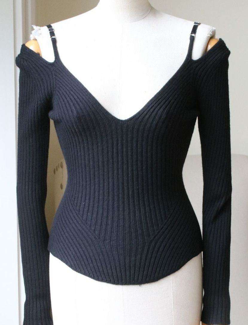 ALEXANDER WANG LONG SLEEVE TOP WITH LINGERIE BRA STRAPS XSMALL - Image 5