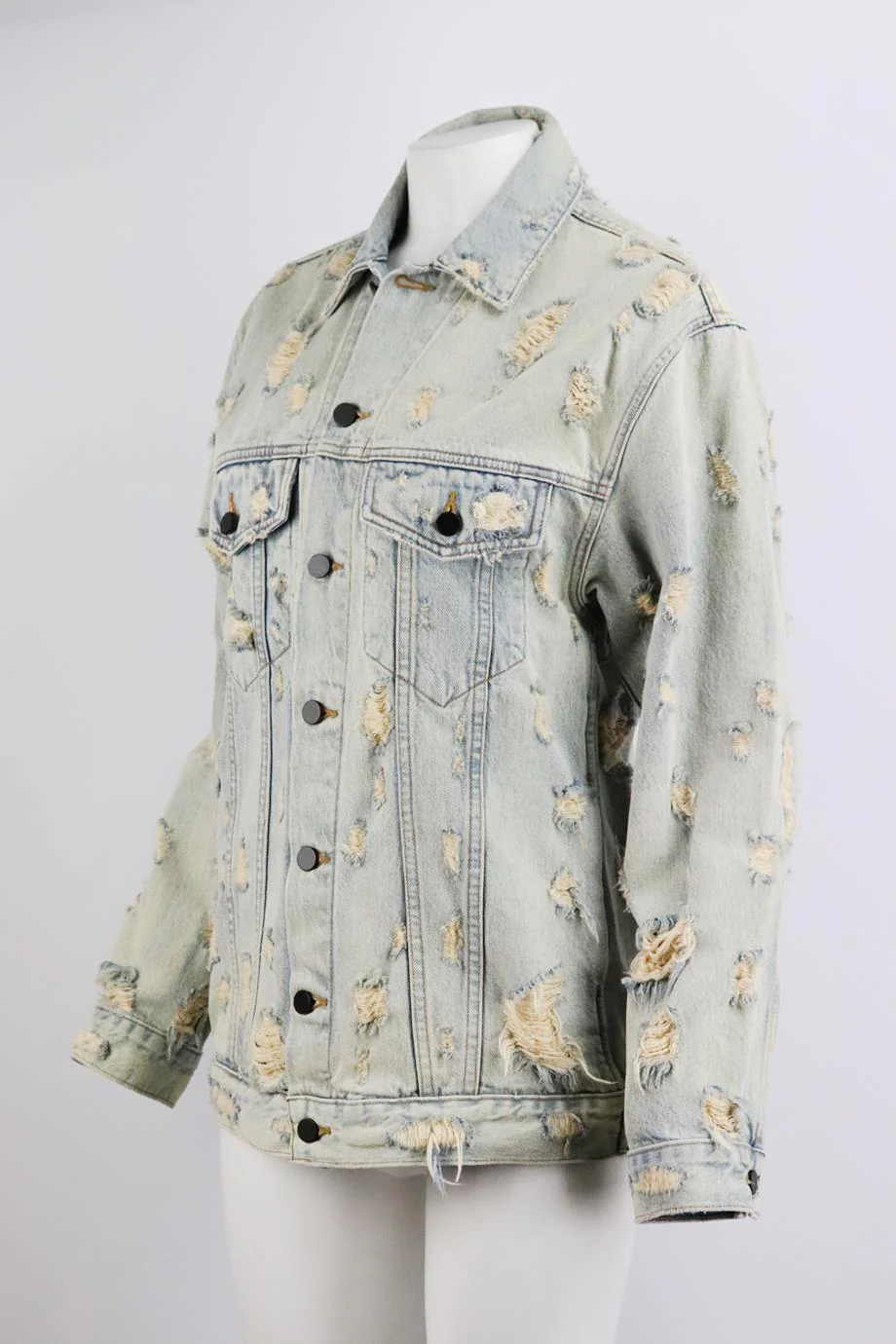ALEXANDER WANG OVERSIZED DISTRESSED DENIM JACKET SMALL - Image 3