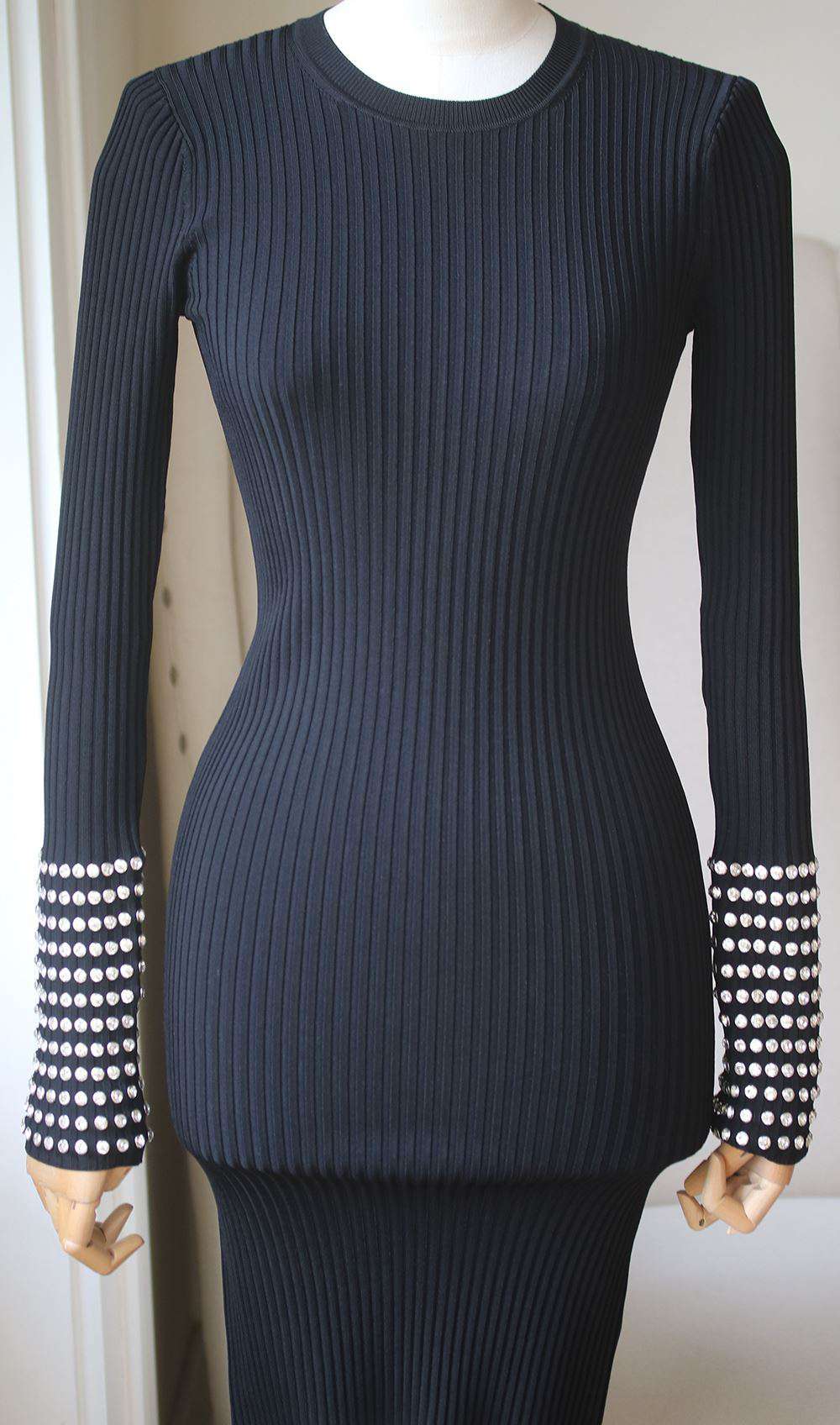 ALEXANDER WANG RIBBED KNIT CRYSTAL CUFF DRESS SMALL - Image 3
