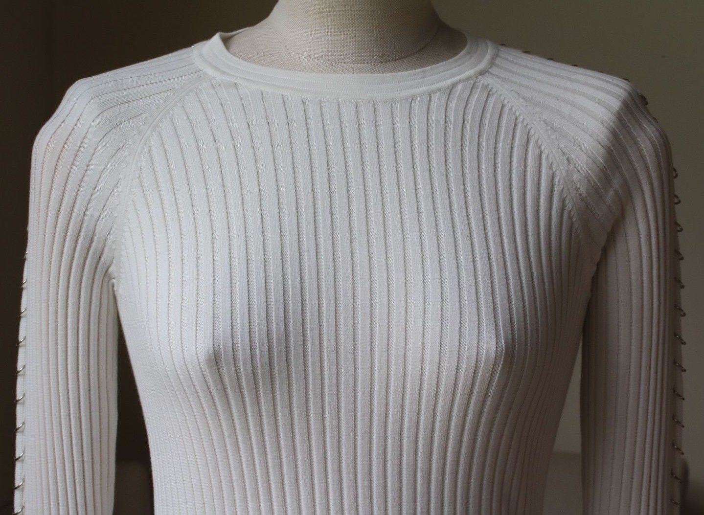 ALEXANDER WANG RIBBED KNIT STRETCH COTTON TOP SMALL - Image 2