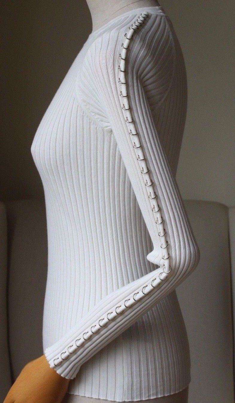ALEXANDER WANG RIBBED KNIT STRETCH COTTON TOP SMALL - Image 4