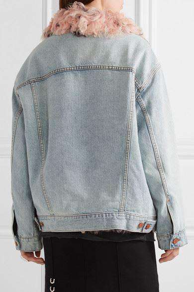 ALEXANDER WANG SHEARLING-LINED DENIM JACKET SMALL - Image 2