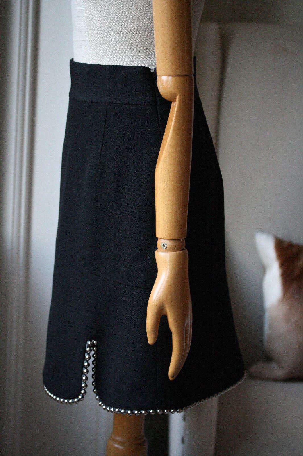 ALEXANDER WANG STUDDED WOOL A-LINE SKIRT US 4 UK 8 - Image 4