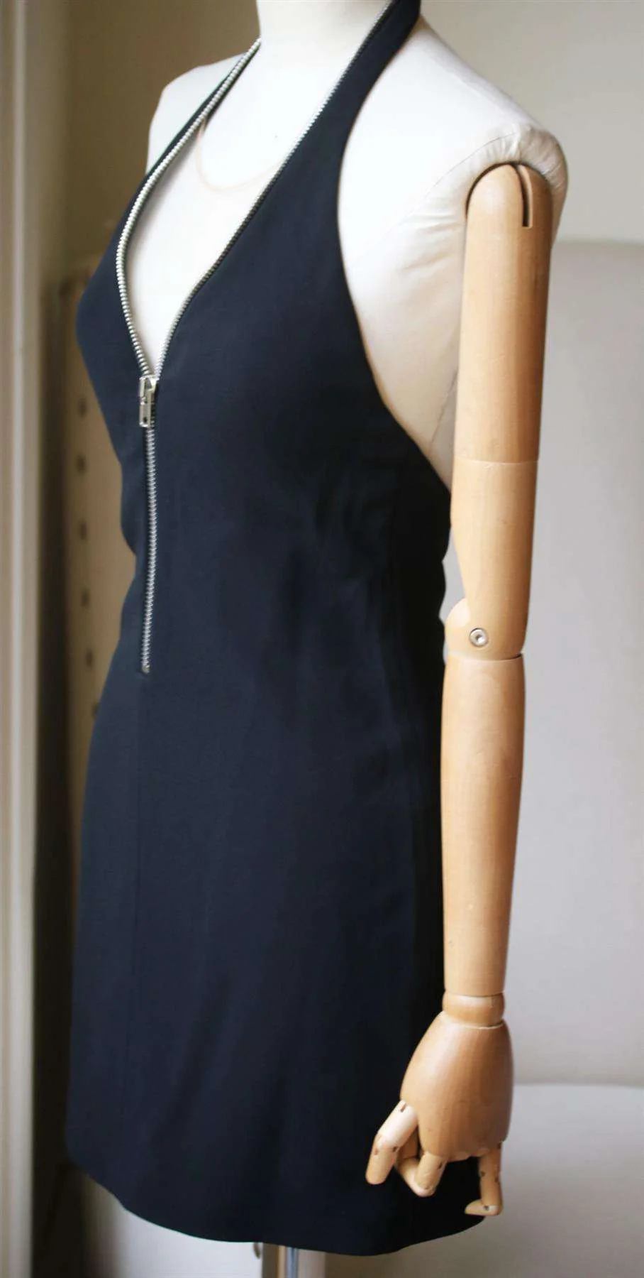 ALEXANDER WANG ZIP EMBELLISHED HALTERNECK MINI DRESS US 2 UK 6 - Image 3