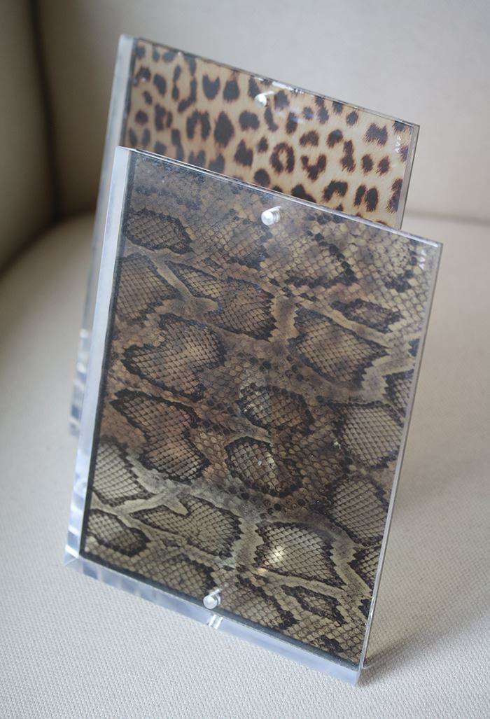 ALEXANDRA VON FURSTENBERG ANIMAL PRINTED ACRYLIC SNAP PHOTO FRAMES