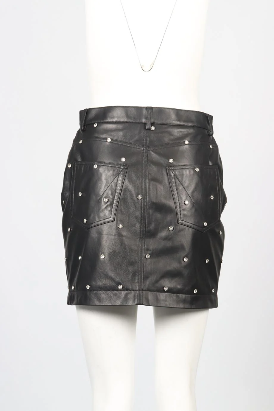 ALEXANDRE VAUTHEIR 2023 CRYSTAL AND LEATHER SKIRT FR 40 UK 12 - Image 4