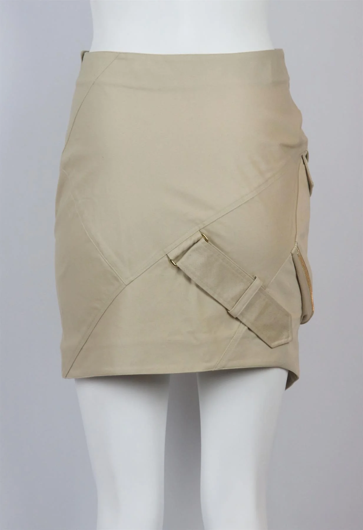ALEXANDRE VAUTHIER ASYMMETRIC WRAP EFFECT COTTON TWILL MINI SKIRT FR 38 UK 10 - Image 4