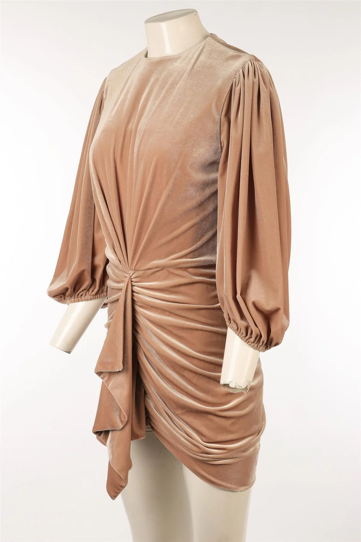 ALEXANDRE VAUTHIER BEIGE VELVET MINI DRESS FR 42 UK 14 - Image 3