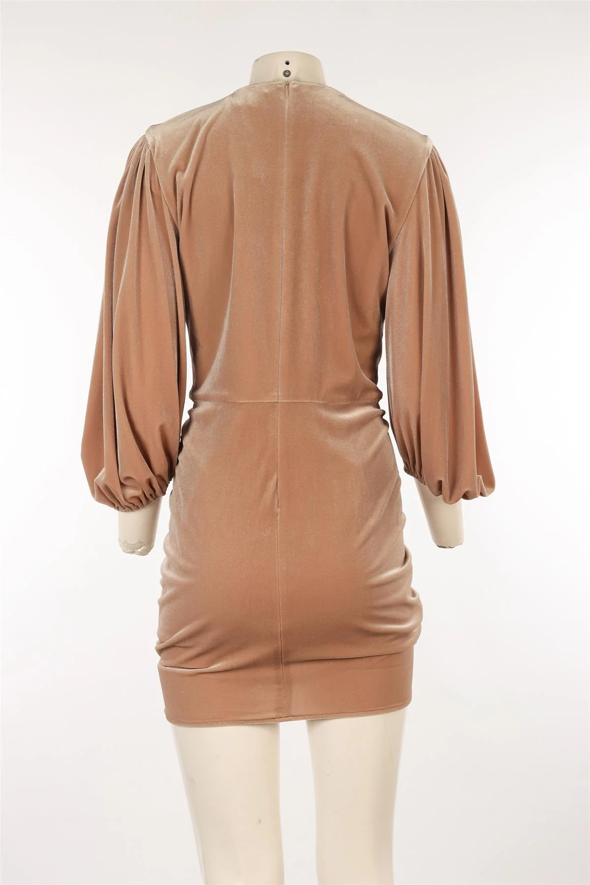 ALEXANDRE VAUTHIER BEIGE VELVET MINI DRESS FR 42 UK 14 - Image 4