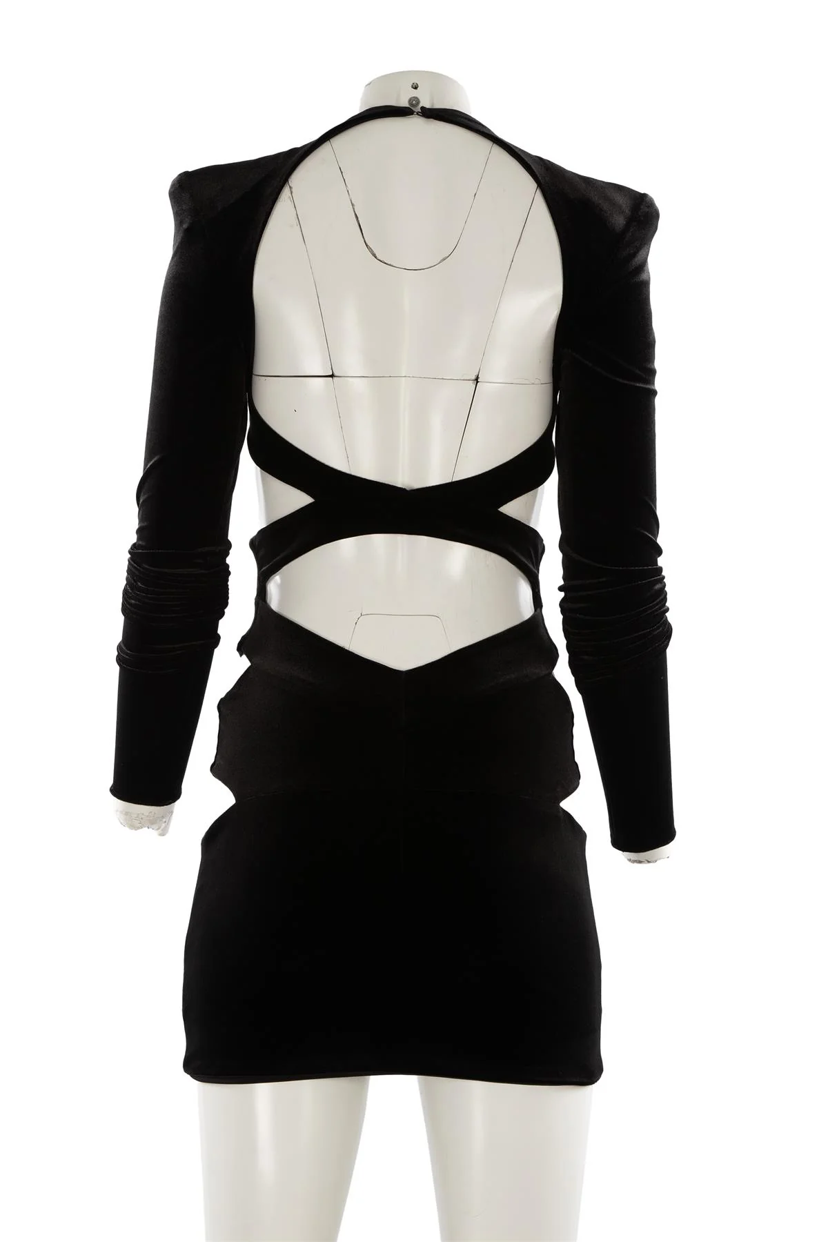 ALEXANDRE VAUTHIER BLACK VELVET MINI DRESS FR 34 UK 6 - Image 4