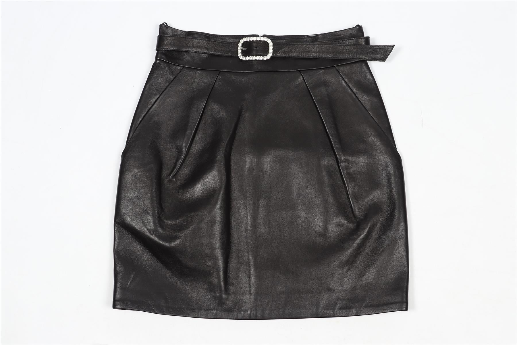 ALEXANDRE VAUTHIER CRYSTAL AND LEATHER MINI SKIRT IT 36 UK 4 - Image 2