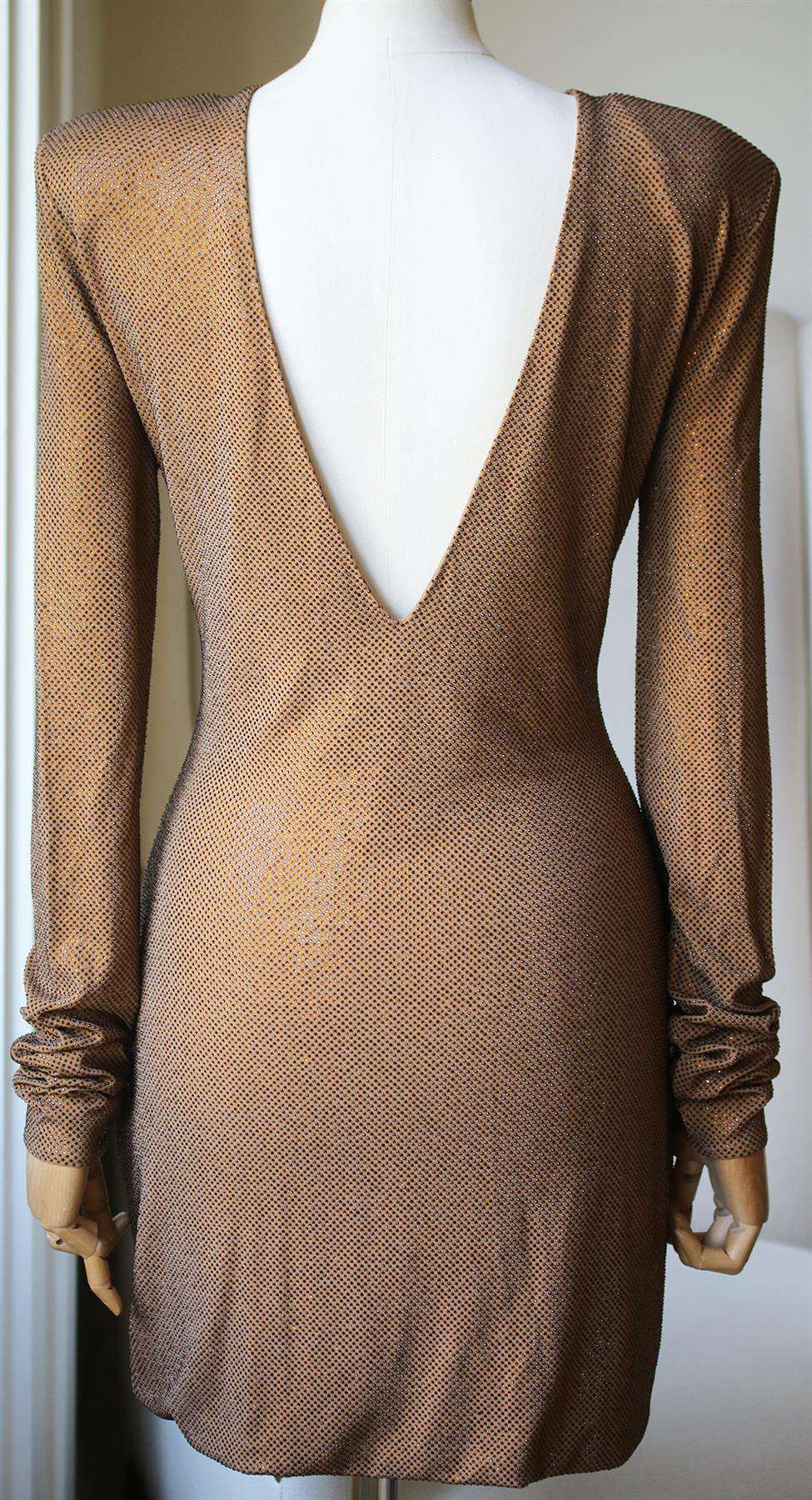 ALEXANDRE VAUTHIER CRYSTAL EMBELLISHED OPEN BACK MINI DRESS FR 42 UK 14 - Image 4