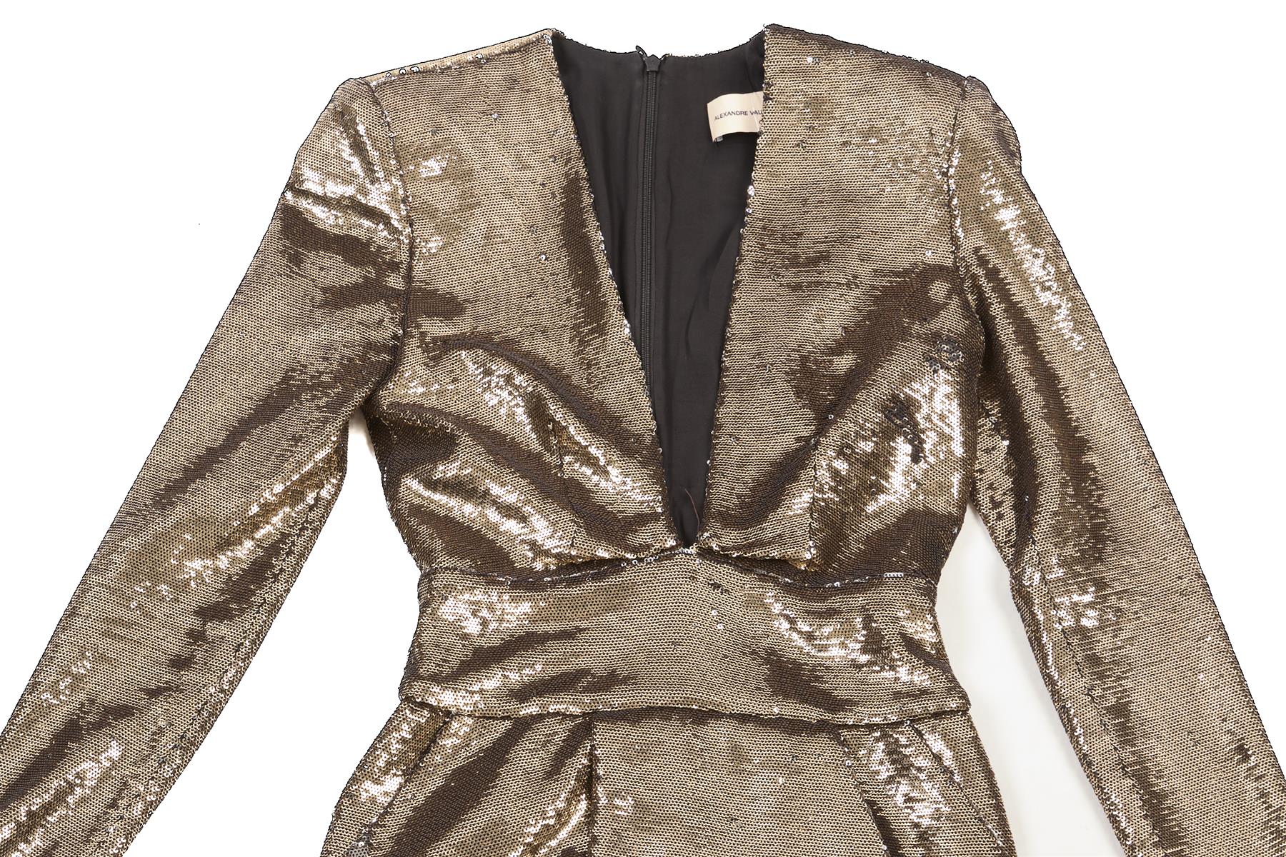 ALEXANDRE VAUTHIER GOLD SEQUIN MINI DRESS FR 36 UK 8 - Image 3