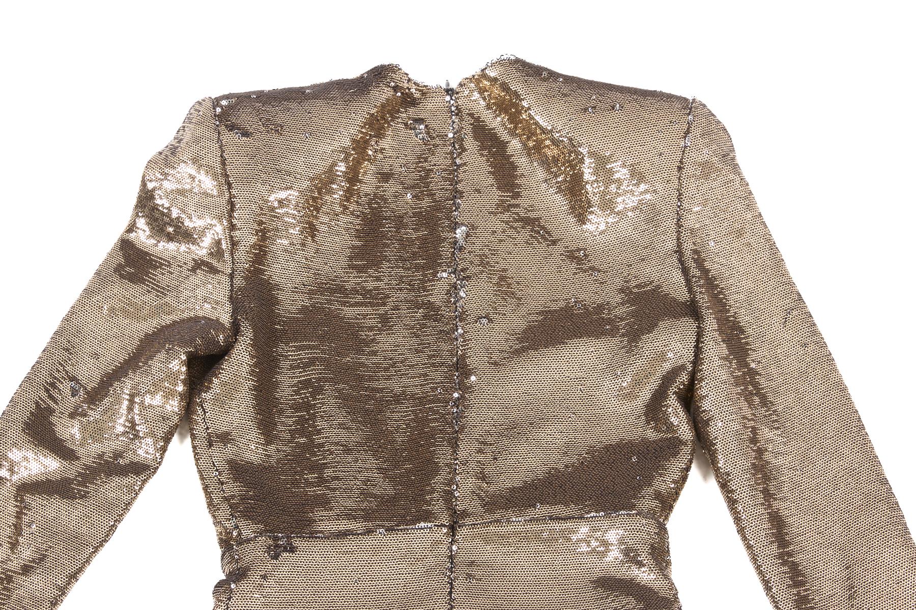 ALEXANDRE VAUTHIER GOLD SEQUIN MINI DRESS FR 36 UK 8 - Image 5