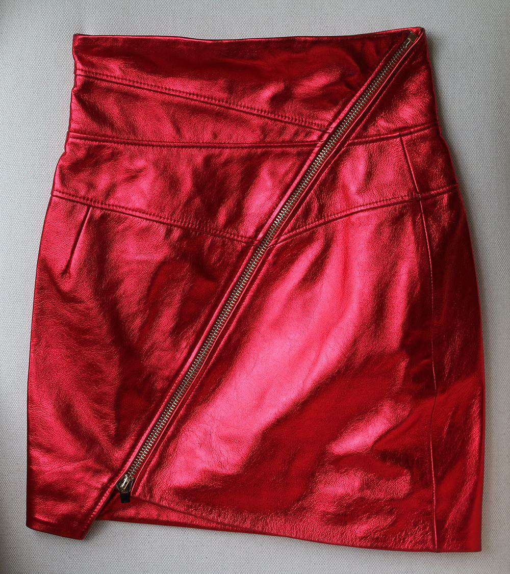 ALEXANDRE VAUTHIER METALLIC NAPPA LEATHER MINI SKIRT FR 36 UK 8 - Image 3