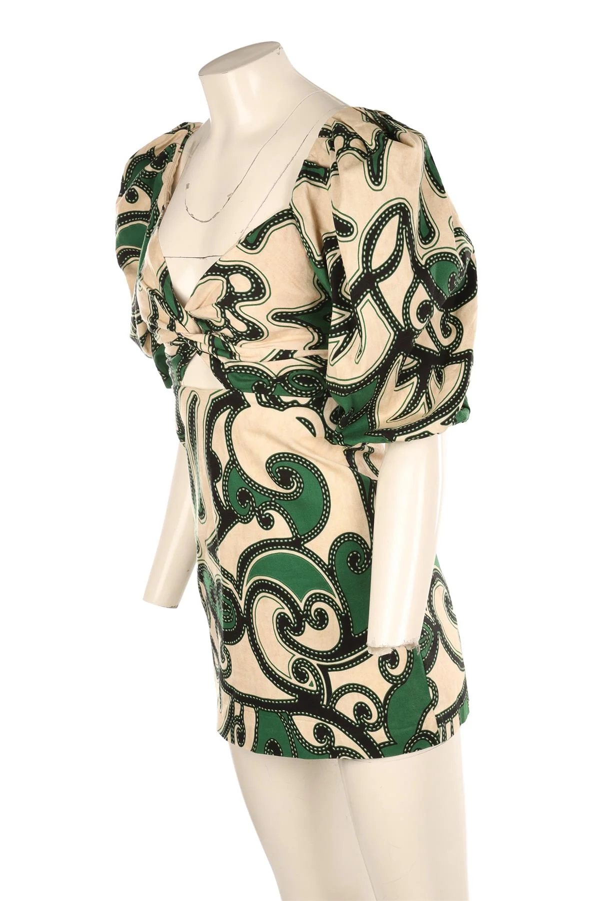 ALEXIS GREEN COTTON MINI DRESS SMALL - Image 3