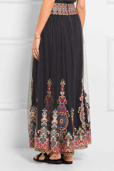 ALICE AND OLIVIA SAVANNA EMBROIDERED TULLE MAXI SKIRT US 4 UK 8 - Image 2