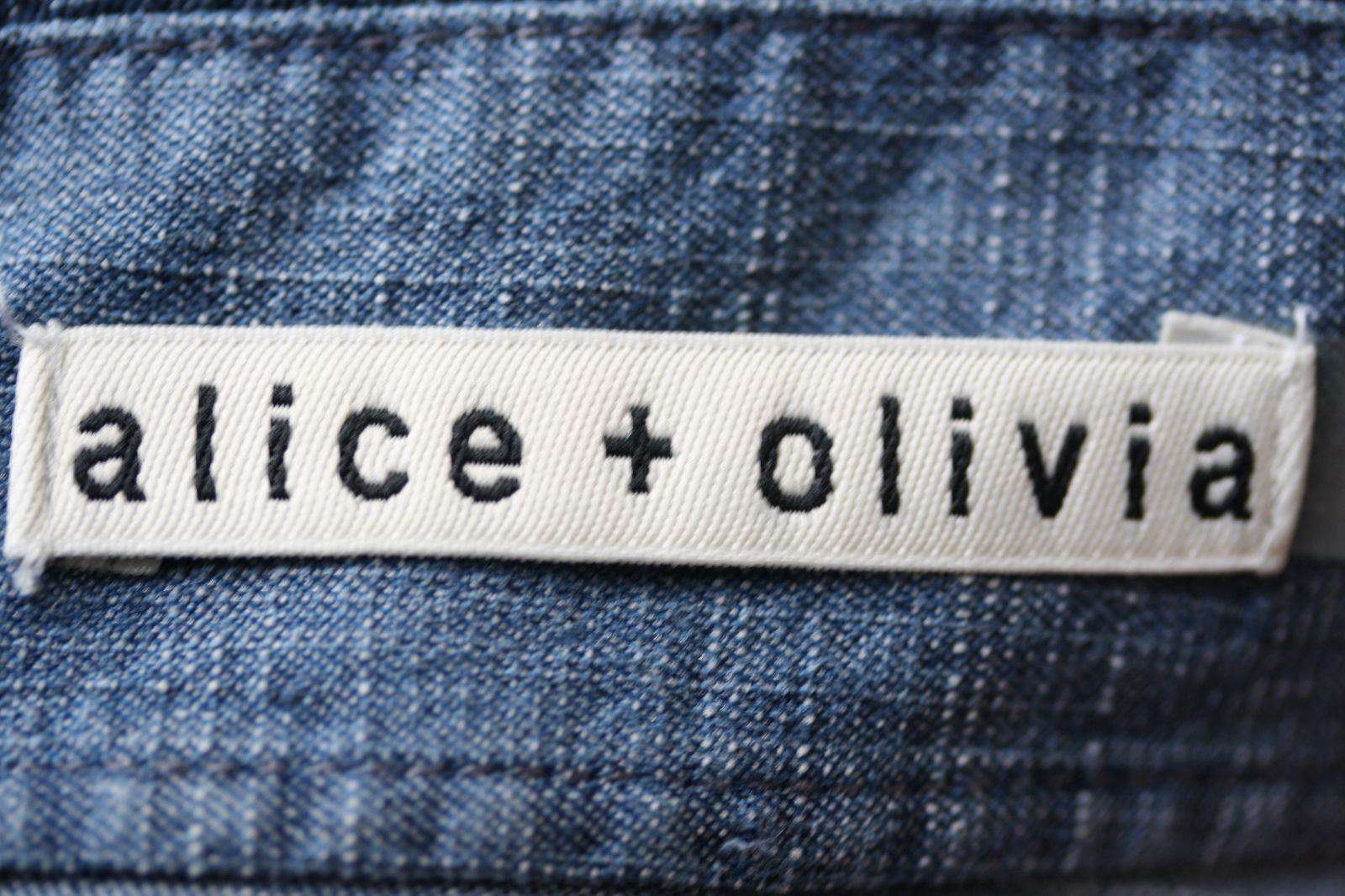 ALICE AND OLIVIA TULA OFF-THE-SHOULDER DENIM SHIFT DRESS MEDIUM - Image 7