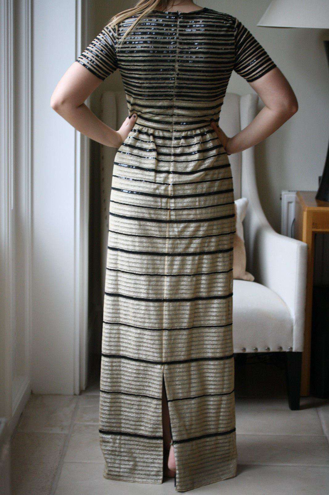 ALICE BY TEMPERLEY GOLD AND BLACK SEQUIN MAXI DRESS UK 12 US 8 - Image 4
