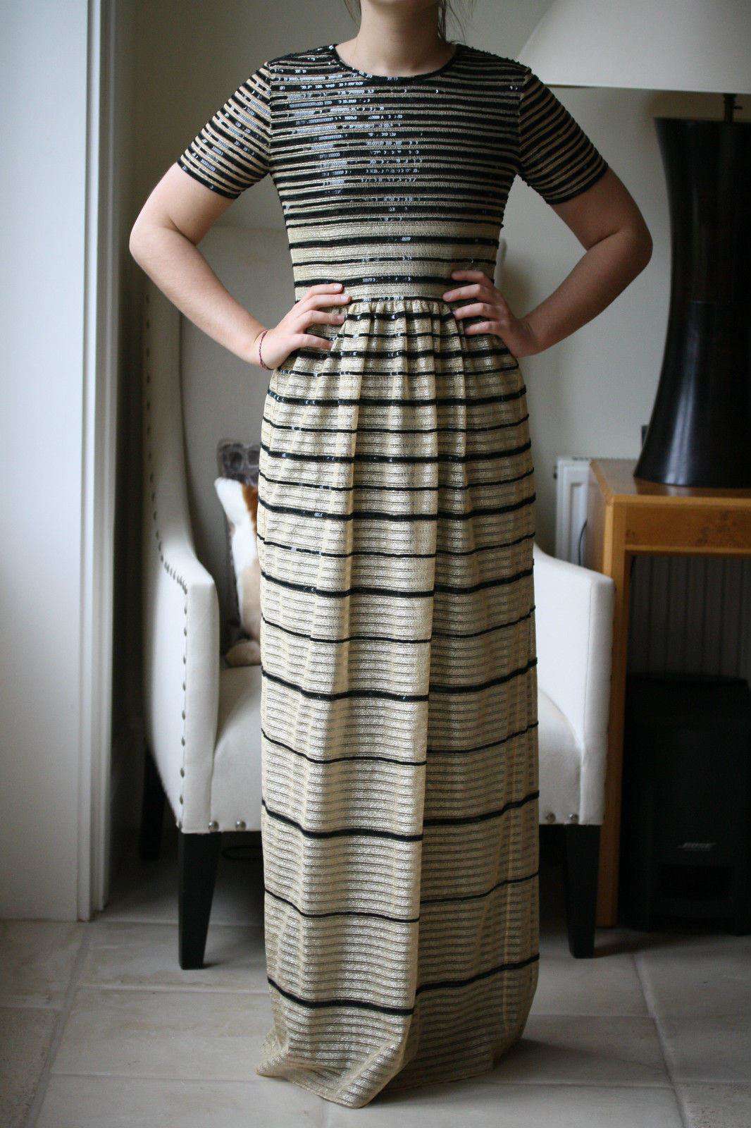 ALICE BY TEMPERLEY GOLD AND BLACK SEQUIN MAXI DRESS UK 12 US 8 - Image 5