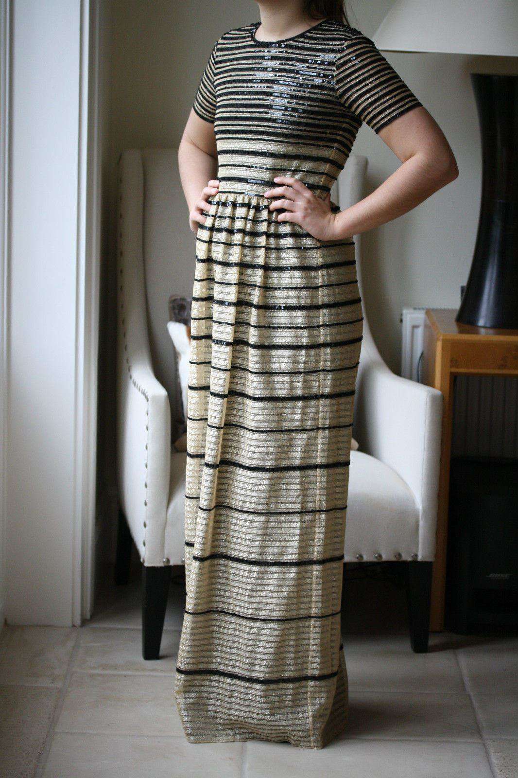 ALICE BY TEMPERLEY GOLD AND BLACK SEQUIN MAXI DRESS UK 12 US 8 - Image 7