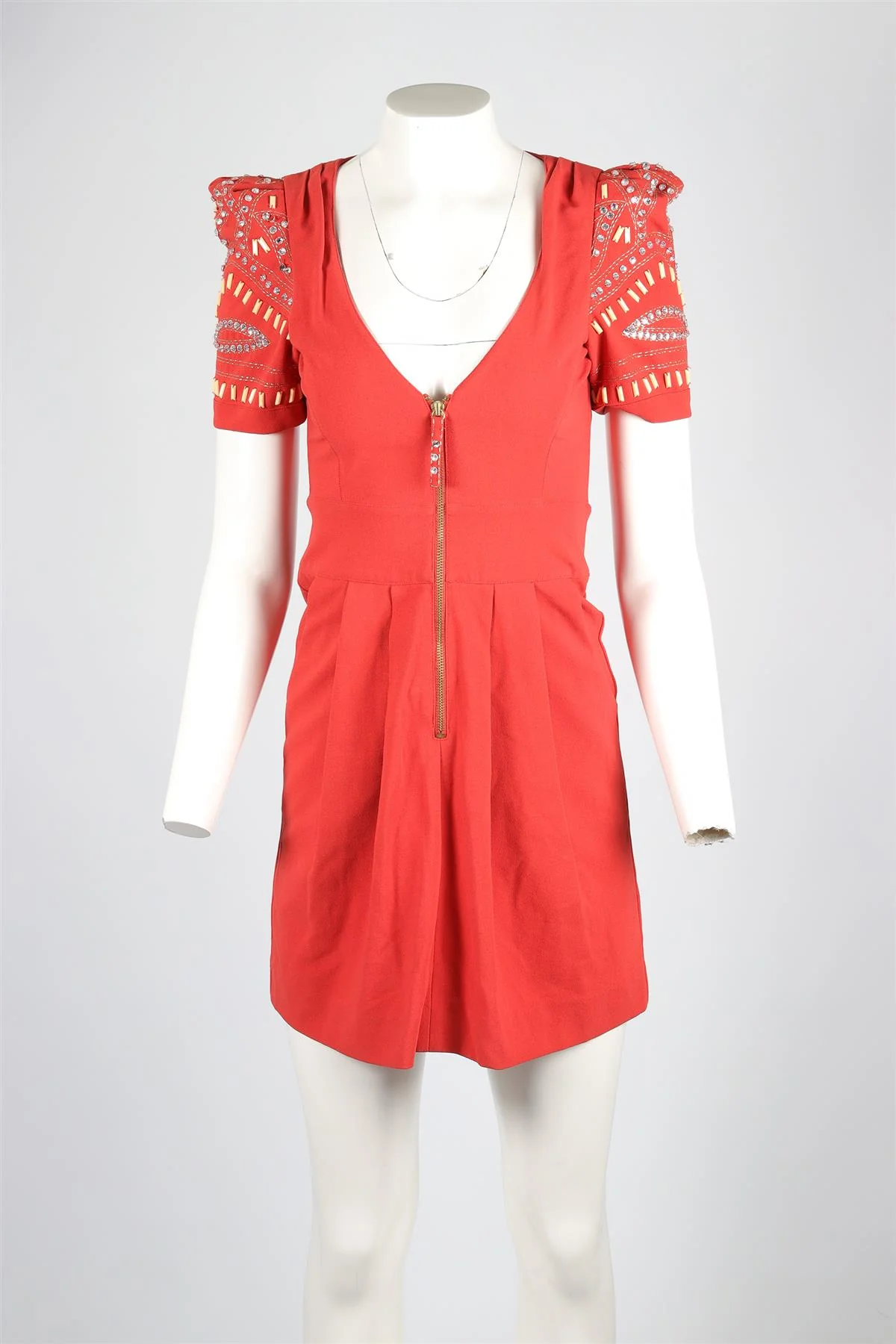 ALICE BY TEMPERLEY RED COTTON DRESS UK 8 - Image 2
