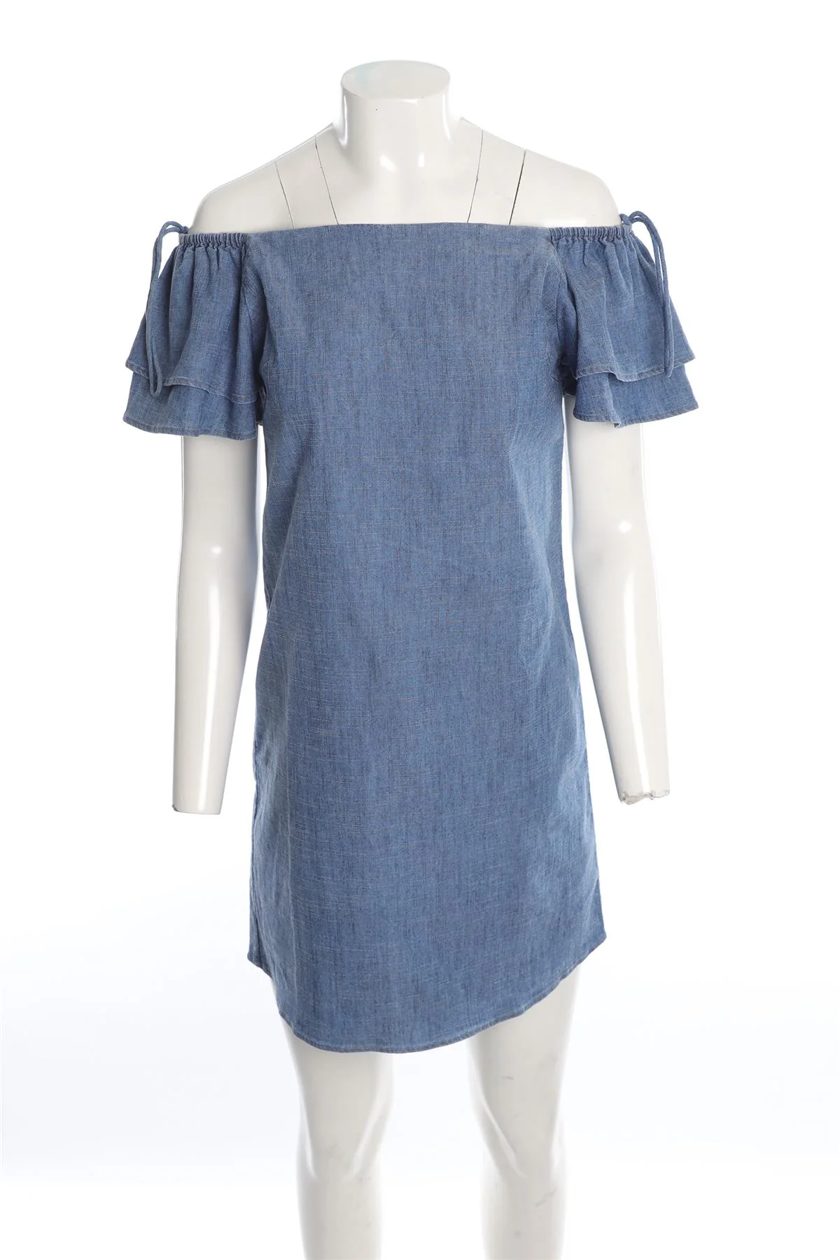 ALICE + OLIVIA BLUE DENIM MINI DRESS MEDIUM - Image 2