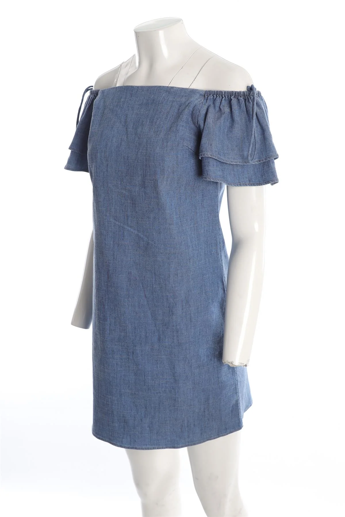 ALICE + OLIVIA BLUE DENIM MINI DRESS MEDIUM - Image 3