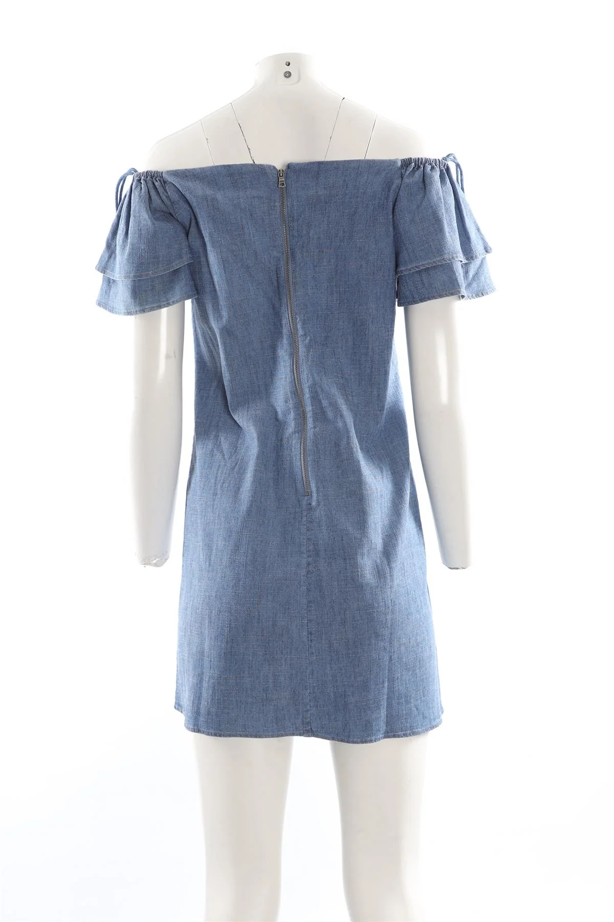 ALICE + OLIVIA BLUE DENIM MINI DRESS MEDIUM - Image 4