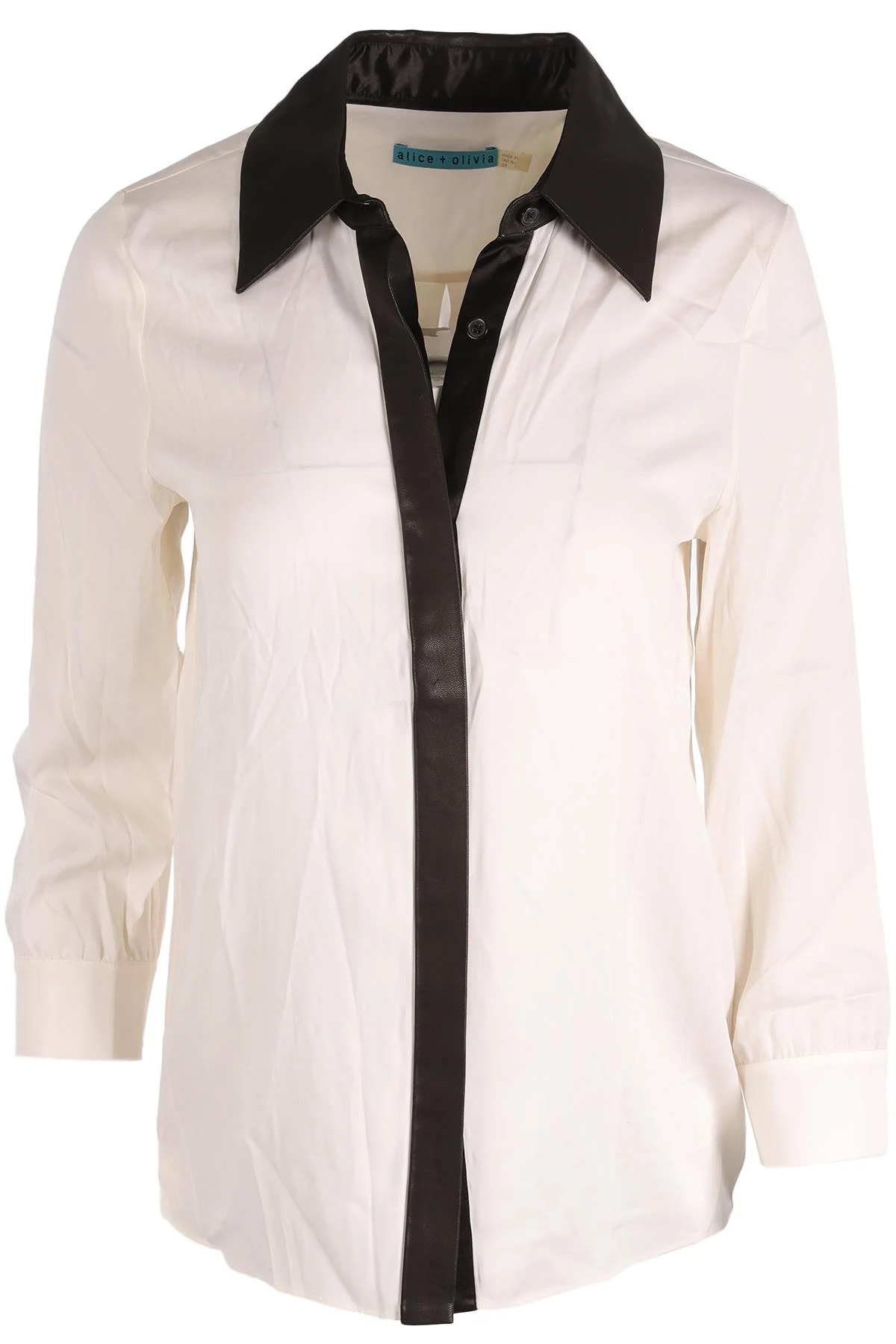ALICE + OLIVIA CREAM SILK SHIRT SMALL