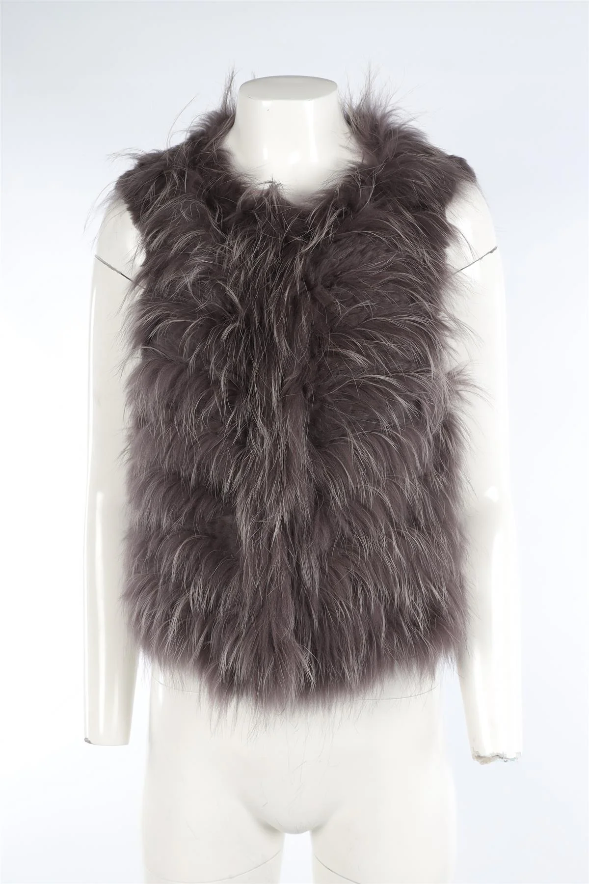 ALICE + OLIVIA GREY RABBIT FUR GILET ONE SIZE - Image 2