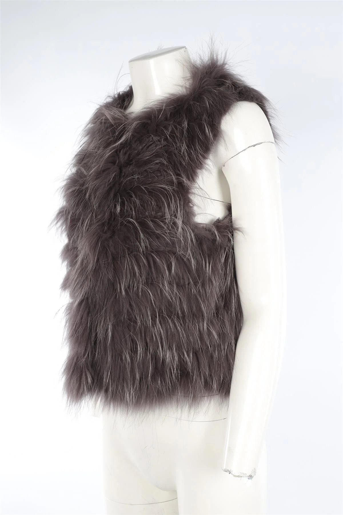ALICE + OLIVIA GREY RABBIT FUR GILET ONE SIZE - Image 3