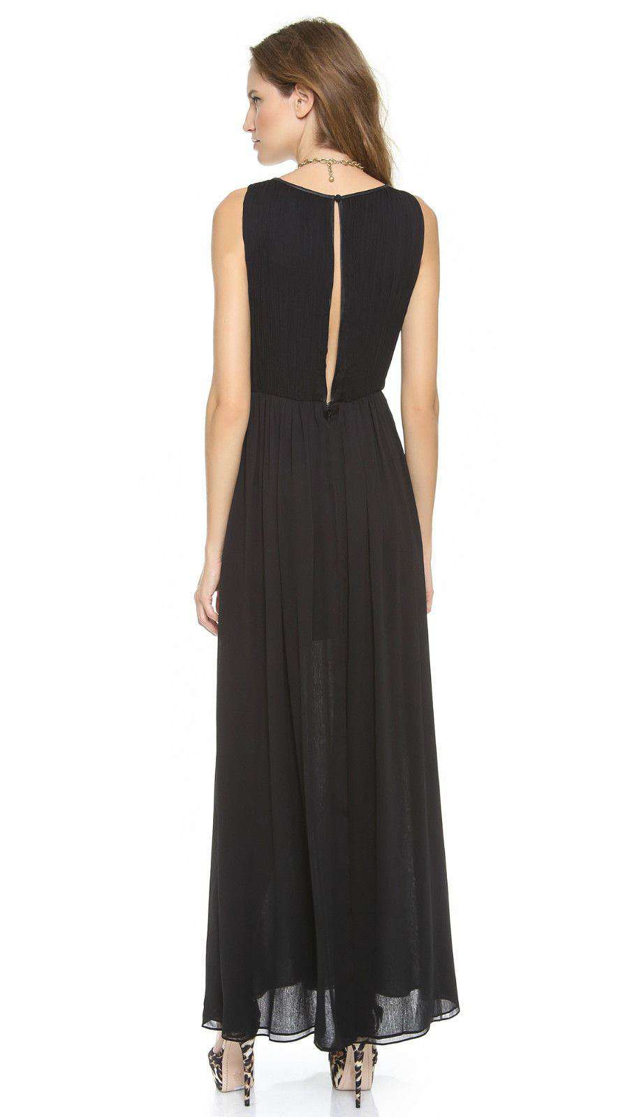 ALICE + OLIVIA JAYDEN PLEATED CHIFFON BLACK MAXI DRESS SMALL - Image 9