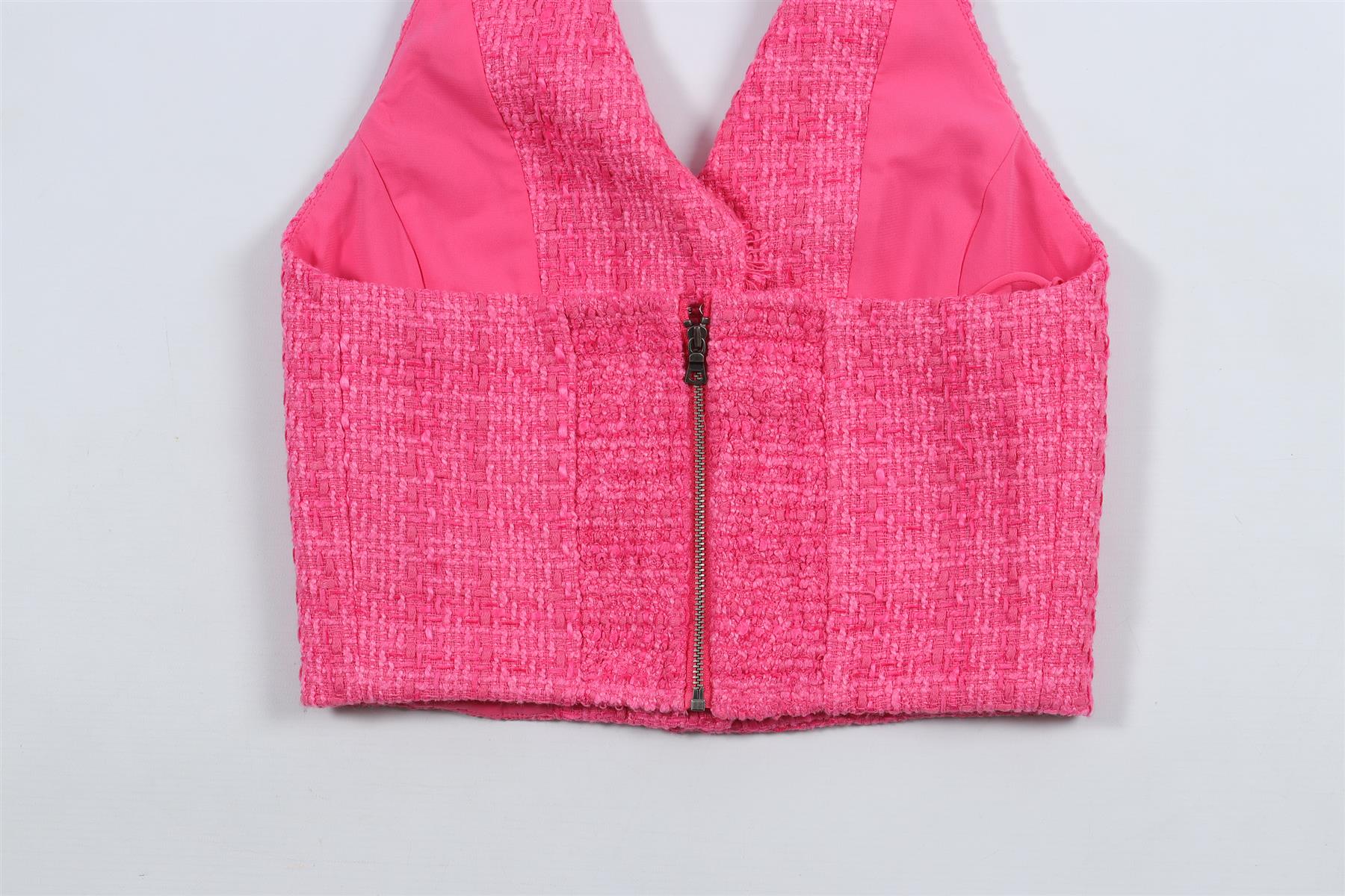 ALICE + OLIVIA PINK TWEED TOP US 0 UK 4 - Image 5