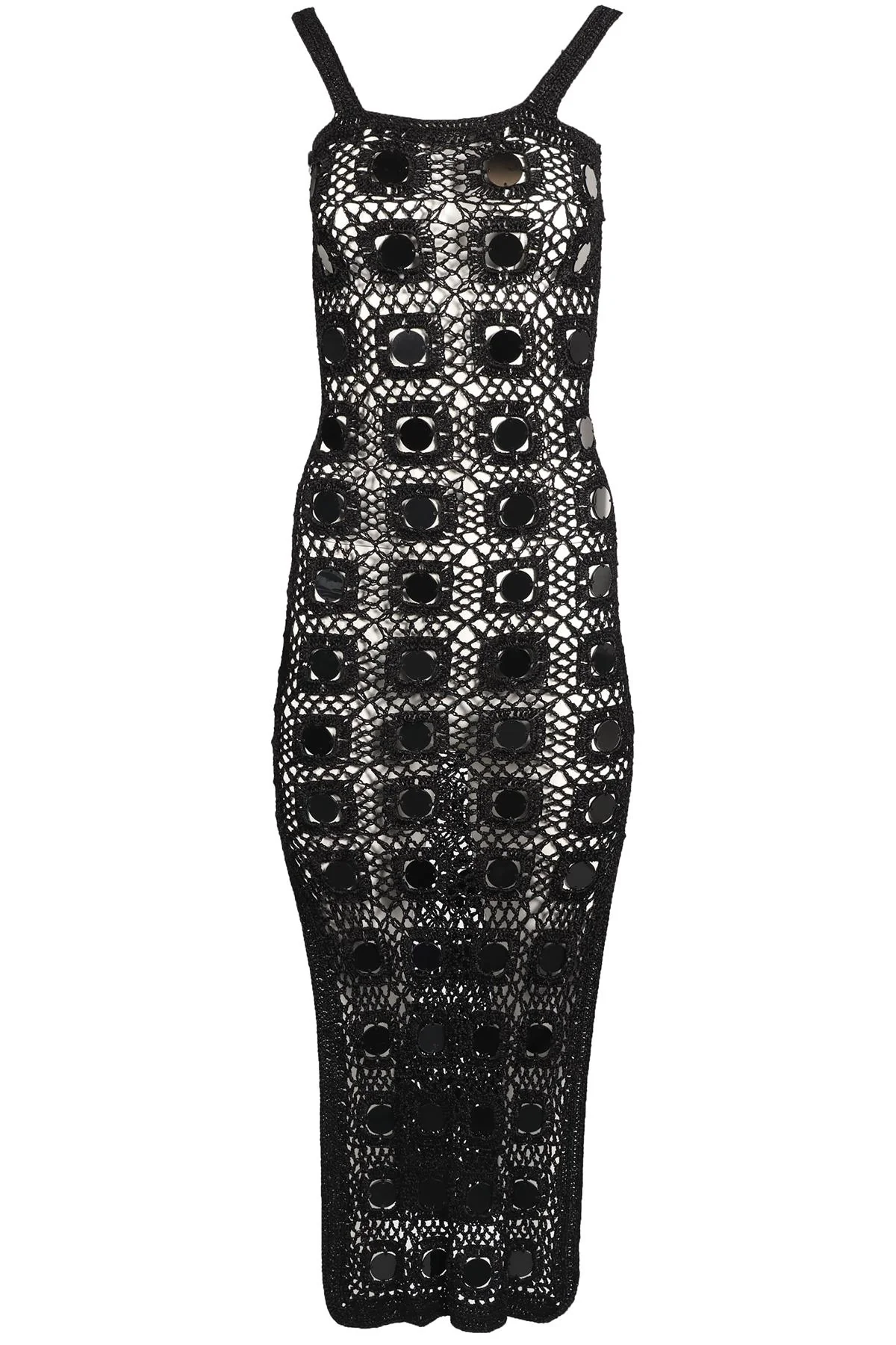 ALIX PINHO BLACK CROCHET MAXI DRESS XSMALL