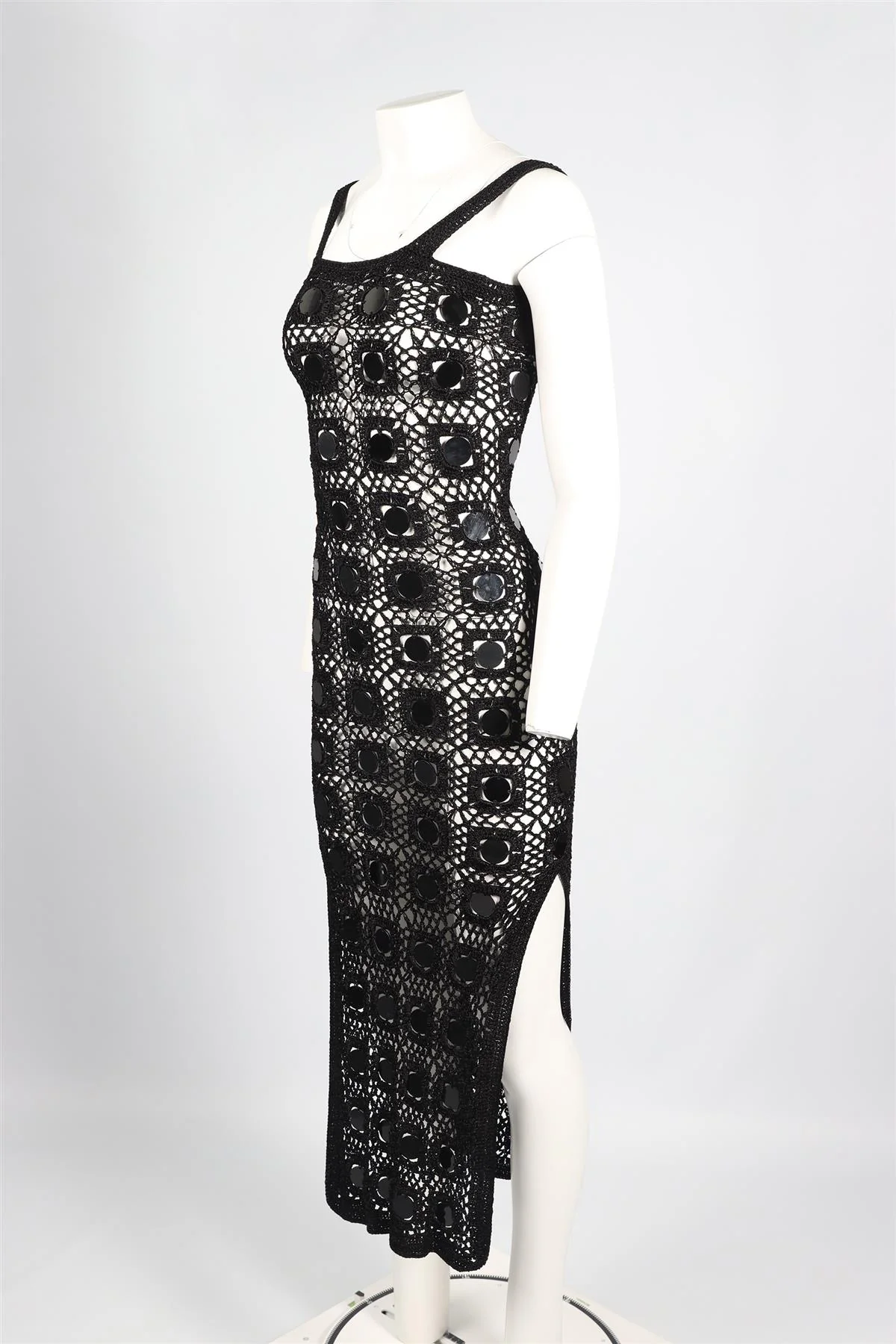ALIX PINHO BLACK CROCHET MAXI DRESS XSMALL - Image 3