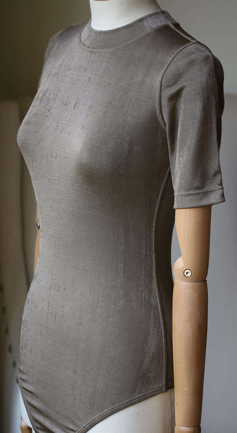 ALIX RIDGE METALLIC STRETCH JERSEY THONG BODYSUIT MEDIUM - Image 3