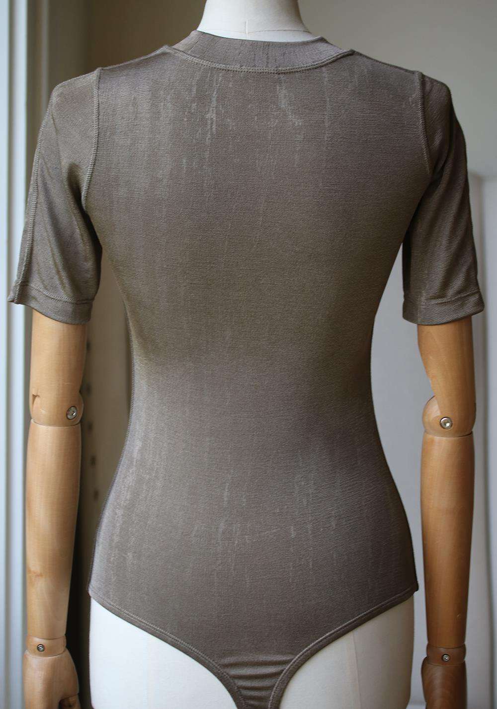 ALIX RIDGE METALLIC STRETCH JERSEY THONG BODYSUIT MEDIUM - Image 4