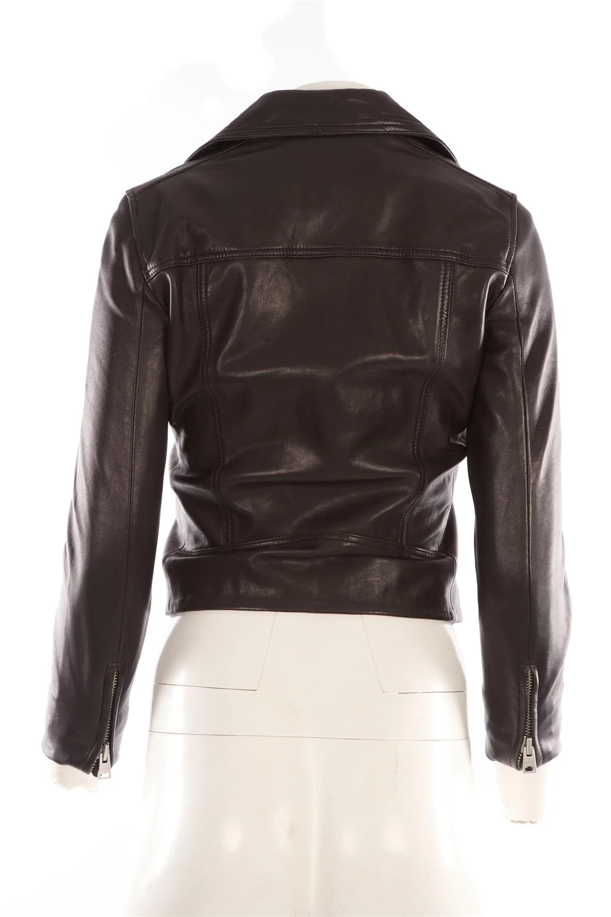 ALL SAINTS BLACK LEATHER JACKET UK 8 - Image 4