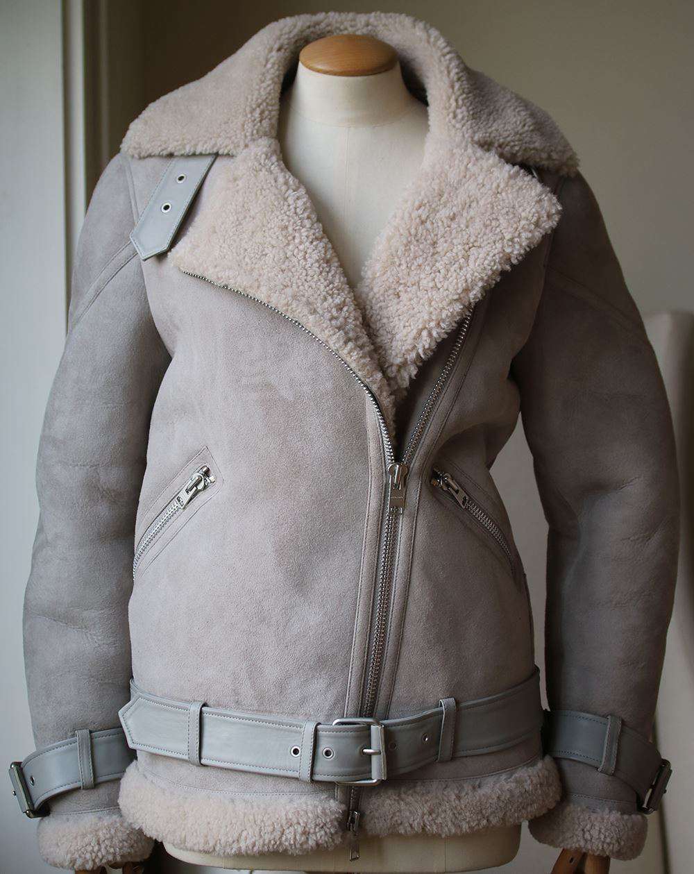 ALL SAINTS HAWLEY OVERSIZED SHEARLING BIKER JACKET SMALL - Image 3