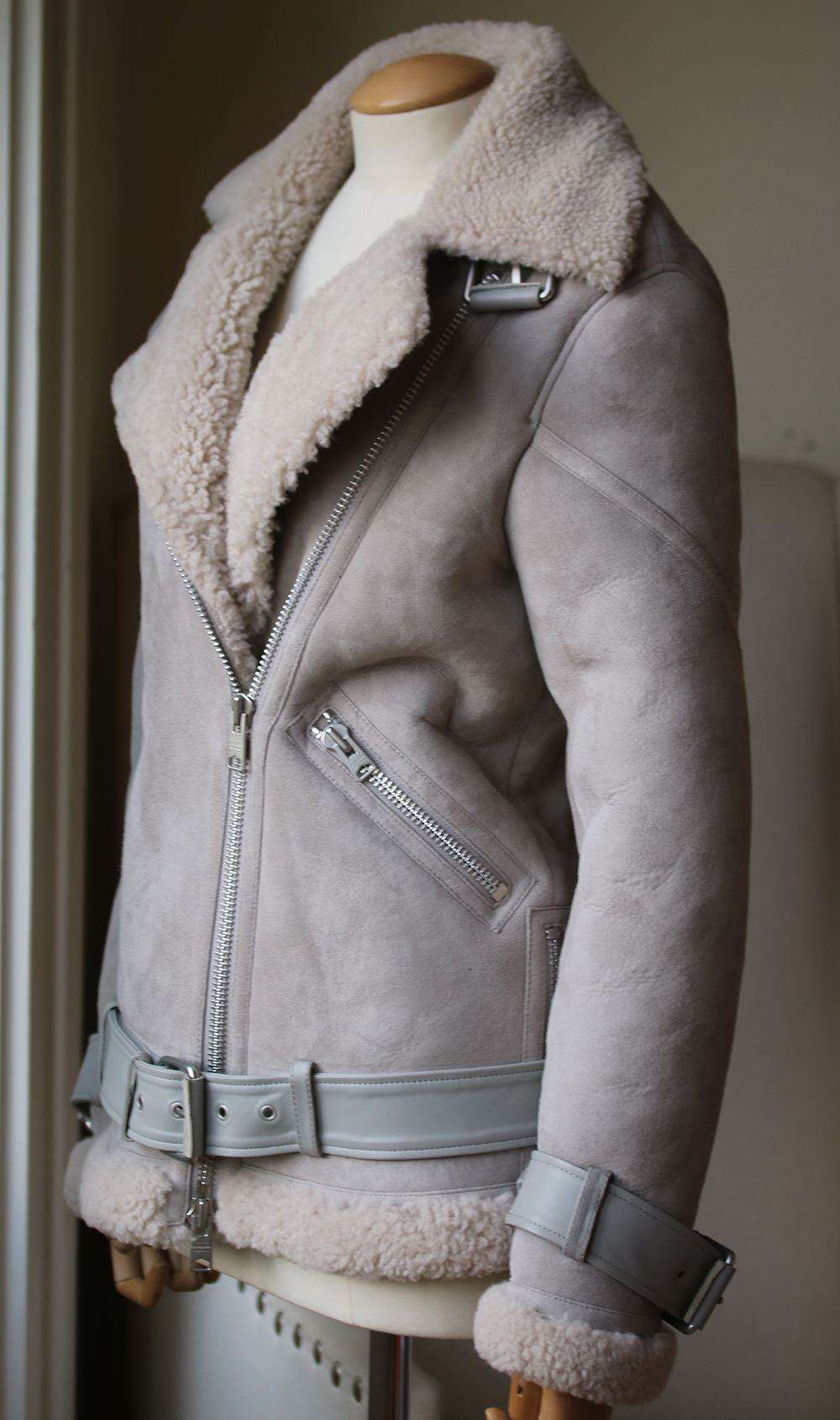 ALL SAINTS HAWLEY OVERSIZED SHEARLING BIKER JACKET SMALL - Image 4