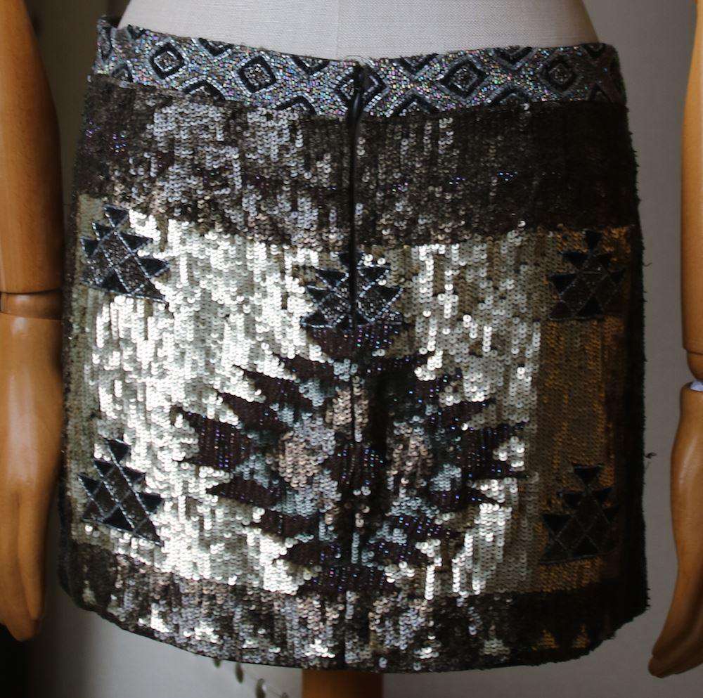 ALL SAINTS PALOMA SEQUIN MINI SKIRT UK 14 - Image 3