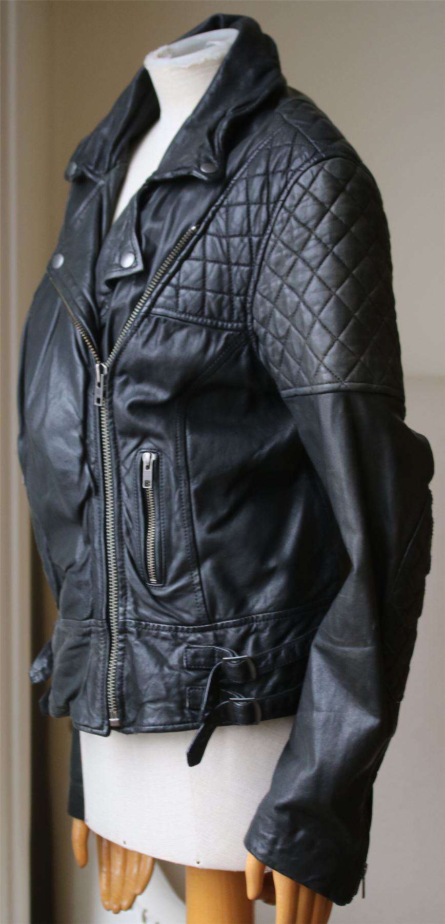 ALL SAINTS WALKER LEATHER JACKET UK 14 - Image 3