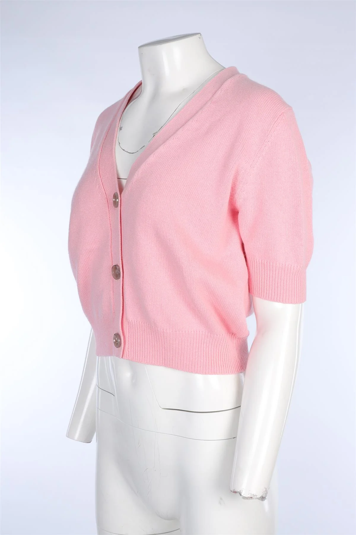 ALLUDE PINK COTTON CARDIGAN LARGE - Image 3
